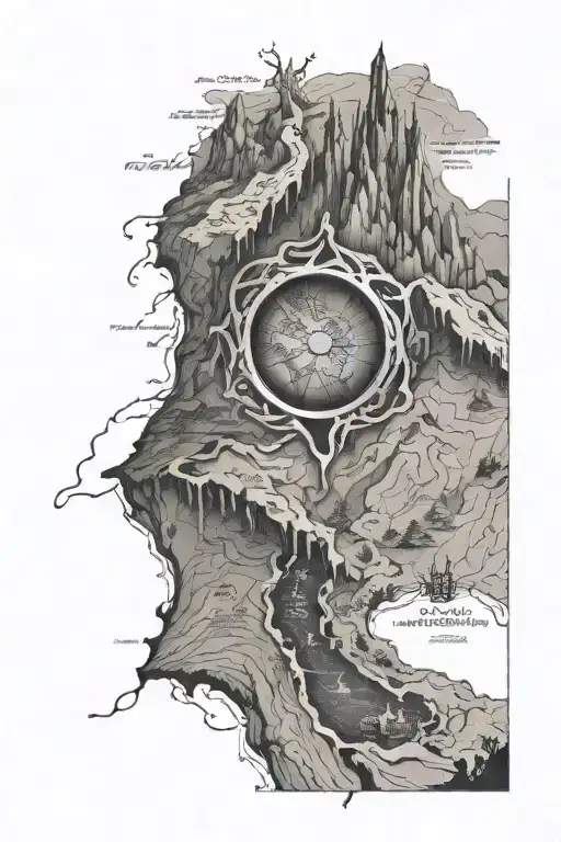 Lord Of The Ring Map Tattoo Design