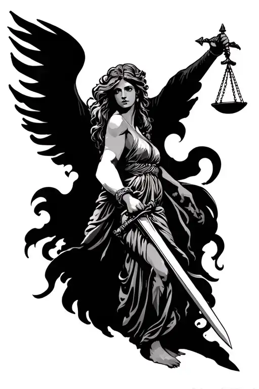 Lady Justice Full Body Holding Sword