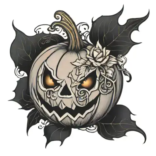 Jack-o'-lantern Pumpkin With A Tiara On Top Stem Coming Through