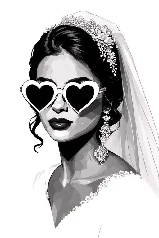Side Profile View Of A Brides Face Wearing Heart Shaped Sunglasses