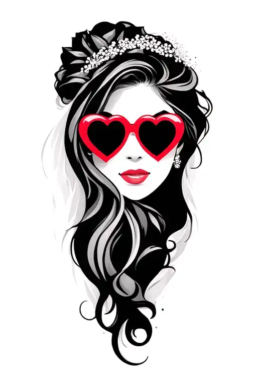 View From The Side Of A Brides Face Wearing Heart Shaped Sunglasses