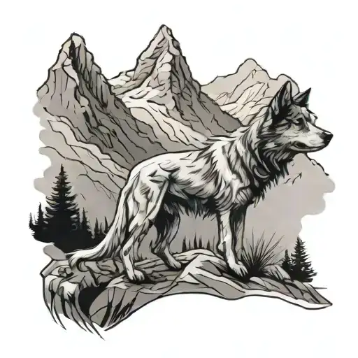 A Stray Dog With A Mountain In The Background