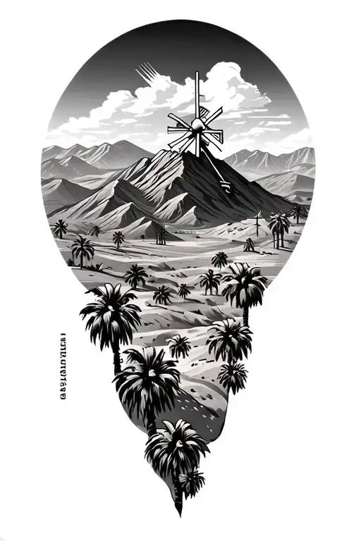 Palm Springs Desert Mountains Covered In Windmills