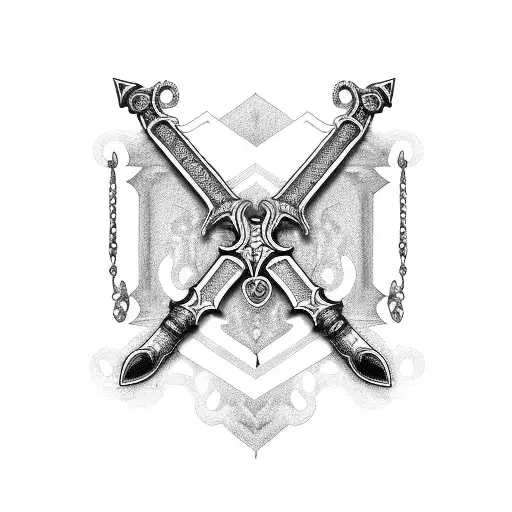 Sword Facing Down With Christian Rosary Beads Around