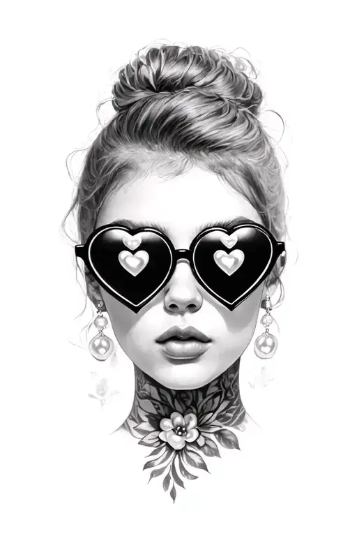 Heart Shaped Sunglasses With Pearl Eyes