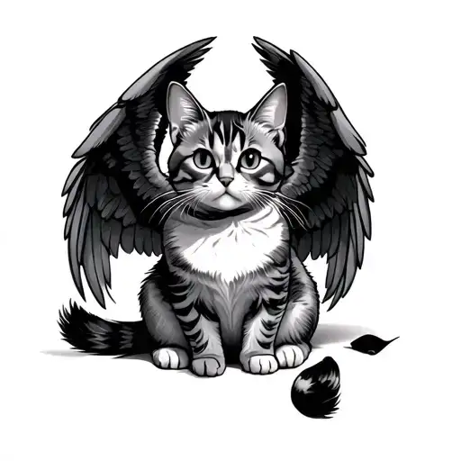 Winged Cat Sitting