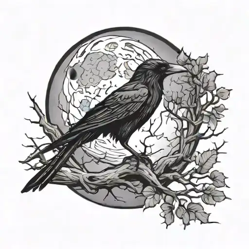 Raven And Poopy And Creepy Tree And Moon