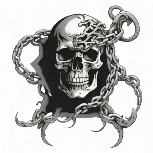 Swirling Chains Around Skull