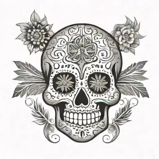 A Stylized Sugar Skull Design Incorporating Elements From Both Sonora And Michoacan Flags