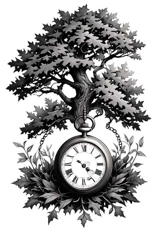Oak Tree Pocket Watch Surrounded