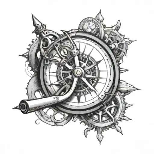 Bike Sproket With Compass Overlay