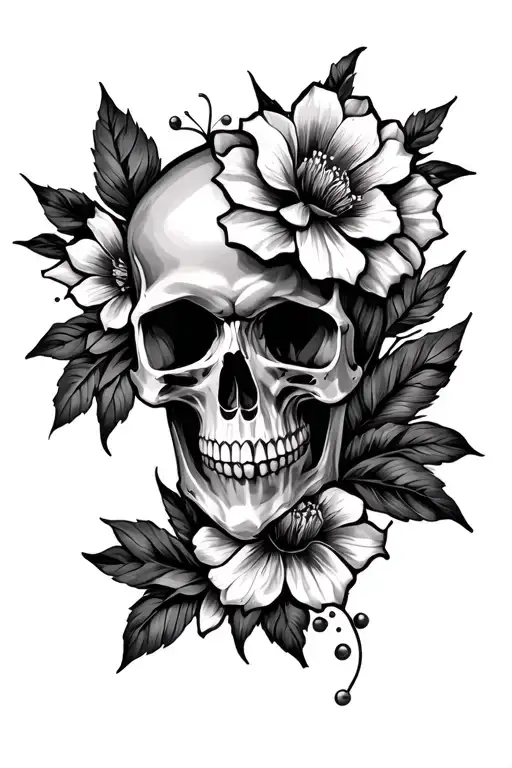 Skull And Flowers Sleeve