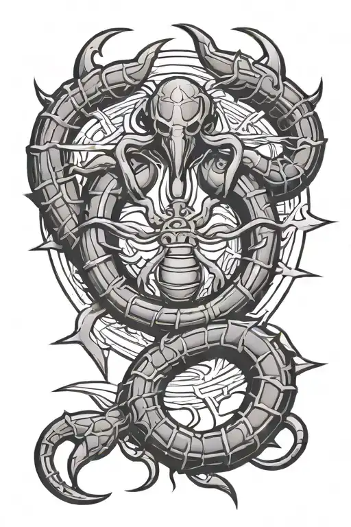 Sacrificial Symbol Intertwined With Scorpion