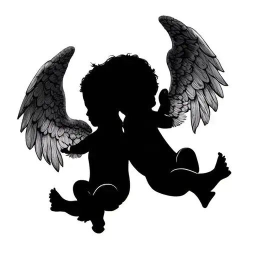 Twin Angel Baby Boy Tattoo No Face