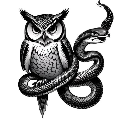 Owl And Snake Intertwined
