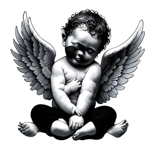 Twin Angel Baby Boy Tattoo No Face