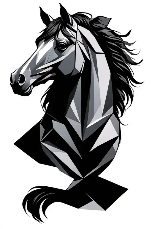 Geometric Horse Minimal Tattoo Design Inspired