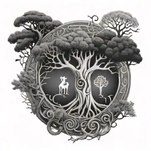 Tree Of Life With Protective Animals