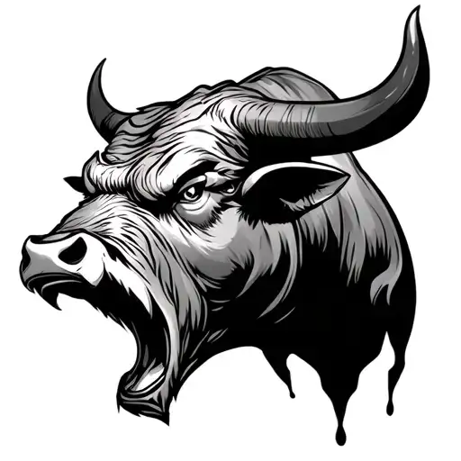 Realistic Angry Bull Head Showing Strength And Determination
