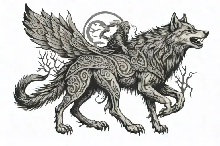 Wolf And Crow Viking Forest Scene