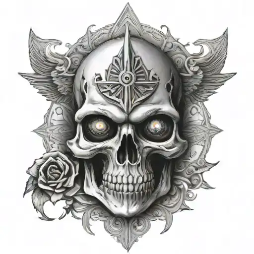 All Seeing Eye Skull Death Good & Evil Vampire