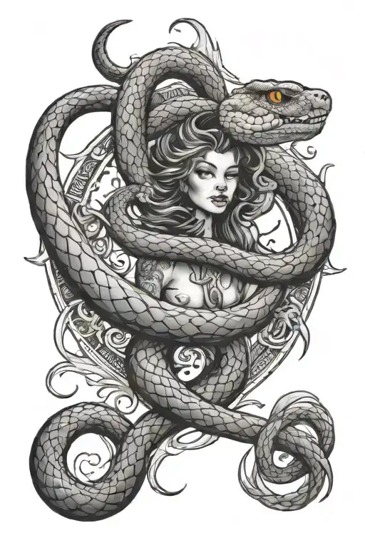 Snake And Moon Surrounded Stylus Femme