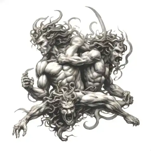 Zevs Fighting Medusa Scene