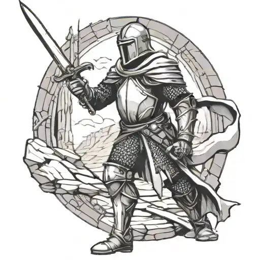 Knight Holding A Sword In Stone