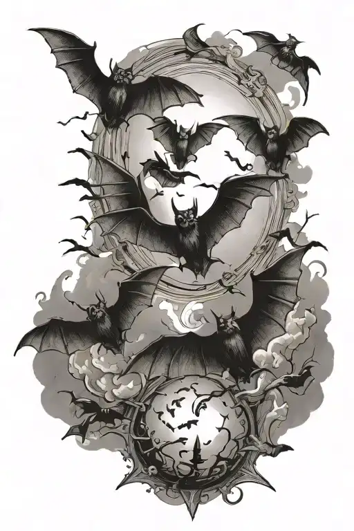 Bats Flying Towards The Sun