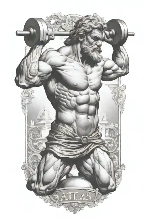Atlas Greek God Lifting Weights Representing The Different