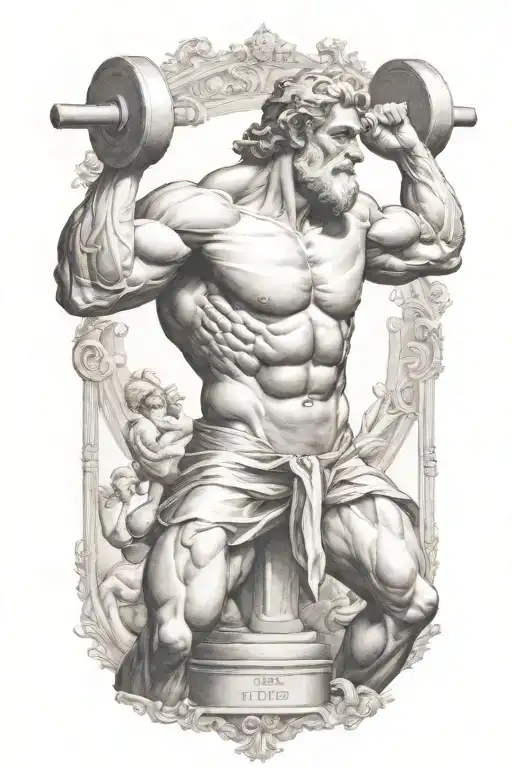 Atlas Greek God Lifting Weights Representing The Different