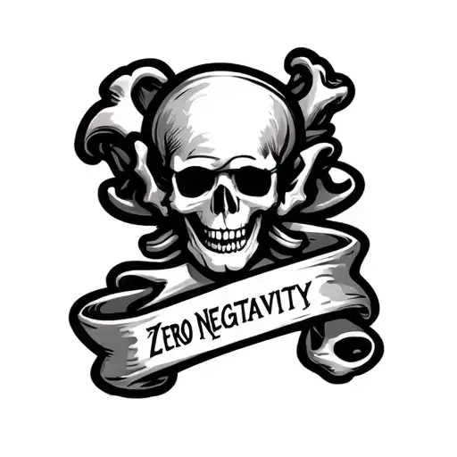 Pirate Font And Ribbon With The Inscription Zero Negativity