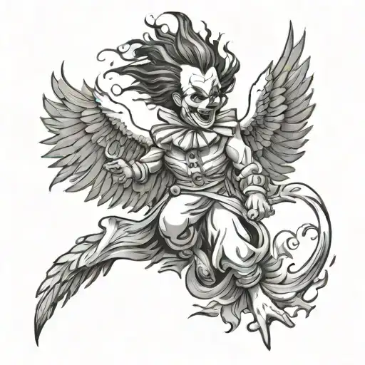 A Clown Soaring With The Wings Of A Phoenix