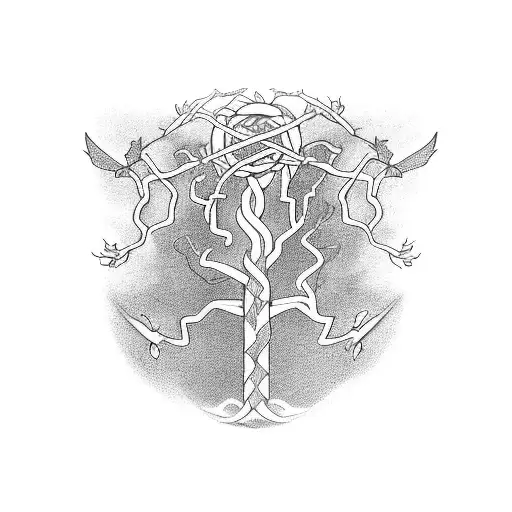 Yggdrasil With A Vagvisir Symbol At The Bottom Forearm