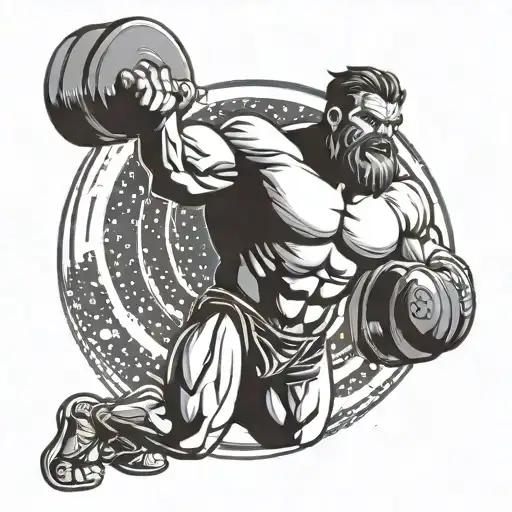 Muscular Figure Lifting Weights With A Galaxy Background