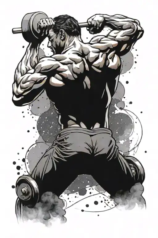 Muscular Figure Lifting Weights With A Galaxy Background