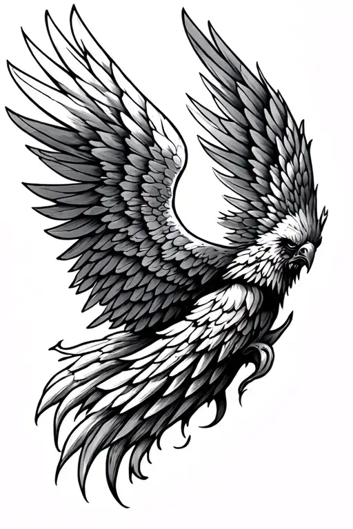 Wing Tattoo Denoting The Transformation And Getting Up From The Fire