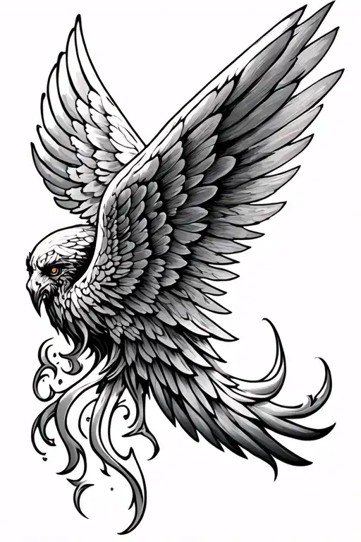 Wing Tattoo Denoting The Transformation And Getting From The Fire