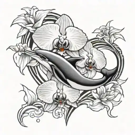 Orchid With Dolphin Forming Heart 999