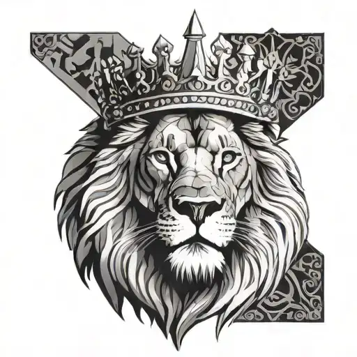 Geometric Lion Wearing A Crown