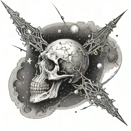 The Constellation Orion Against A Black Background But Done Up As A Skeleton