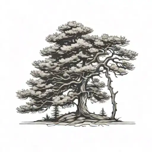 Pine Tree Faded Into Name Written