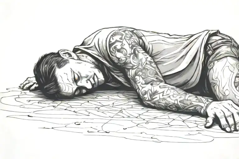 A Sad Person Laying On The Floor