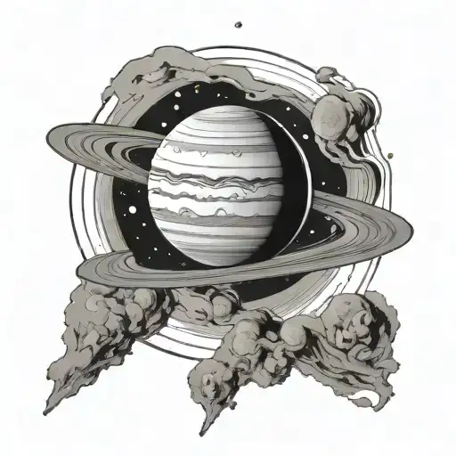 Saturn And Moon Matching Tattoo Design