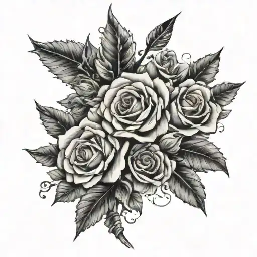 Arrow With Roses And Honeysuckles Flowers