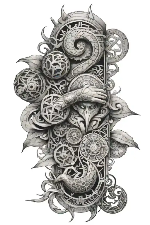 Arm Sleeve Timeline Of Norse Mythology Warpped Around Ygrdassil