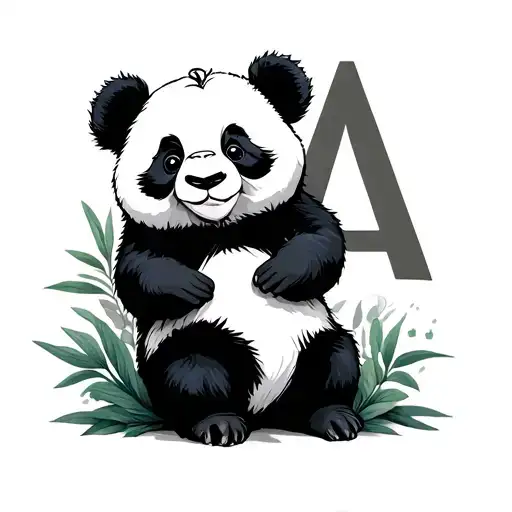 Letter A And Panda Holding