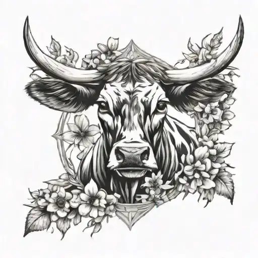 Cross And Wildflowers Intertwined With Cow Print Inside