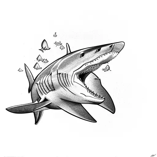 Shark Between Forearm And Upper Arm Next To The Ellbow