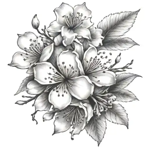 Small Tattoo Back Cherry Blossom Flower Than Small 5 Birds God Quote